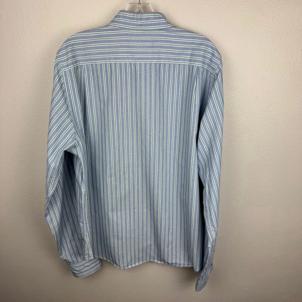 Abercrombie & Fitch Men's Long Sleeve Shirt Muscle Fit Blue Striped Cotton XL